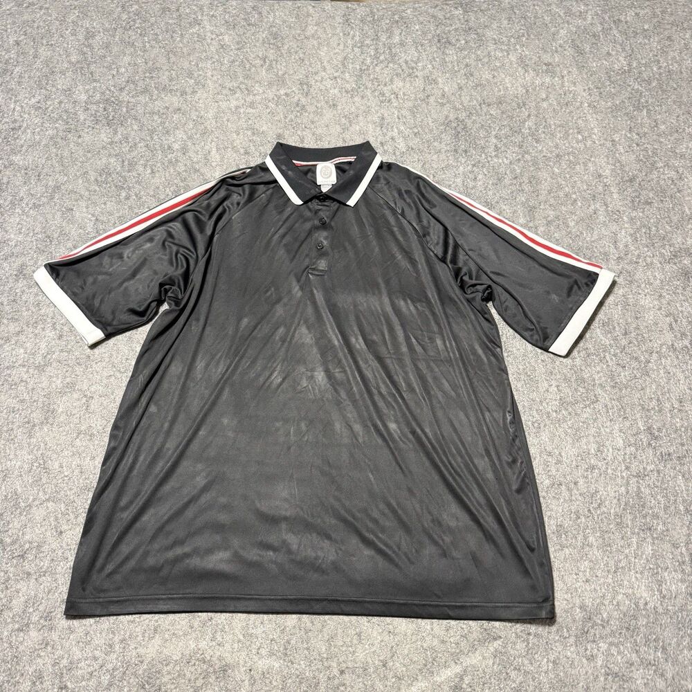 Kilburne & Finch Men's 3XL Polo Shirt Black Red White Shoulder Stripes